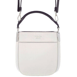 Prada Margit white black city calf leather Shoulder Bag